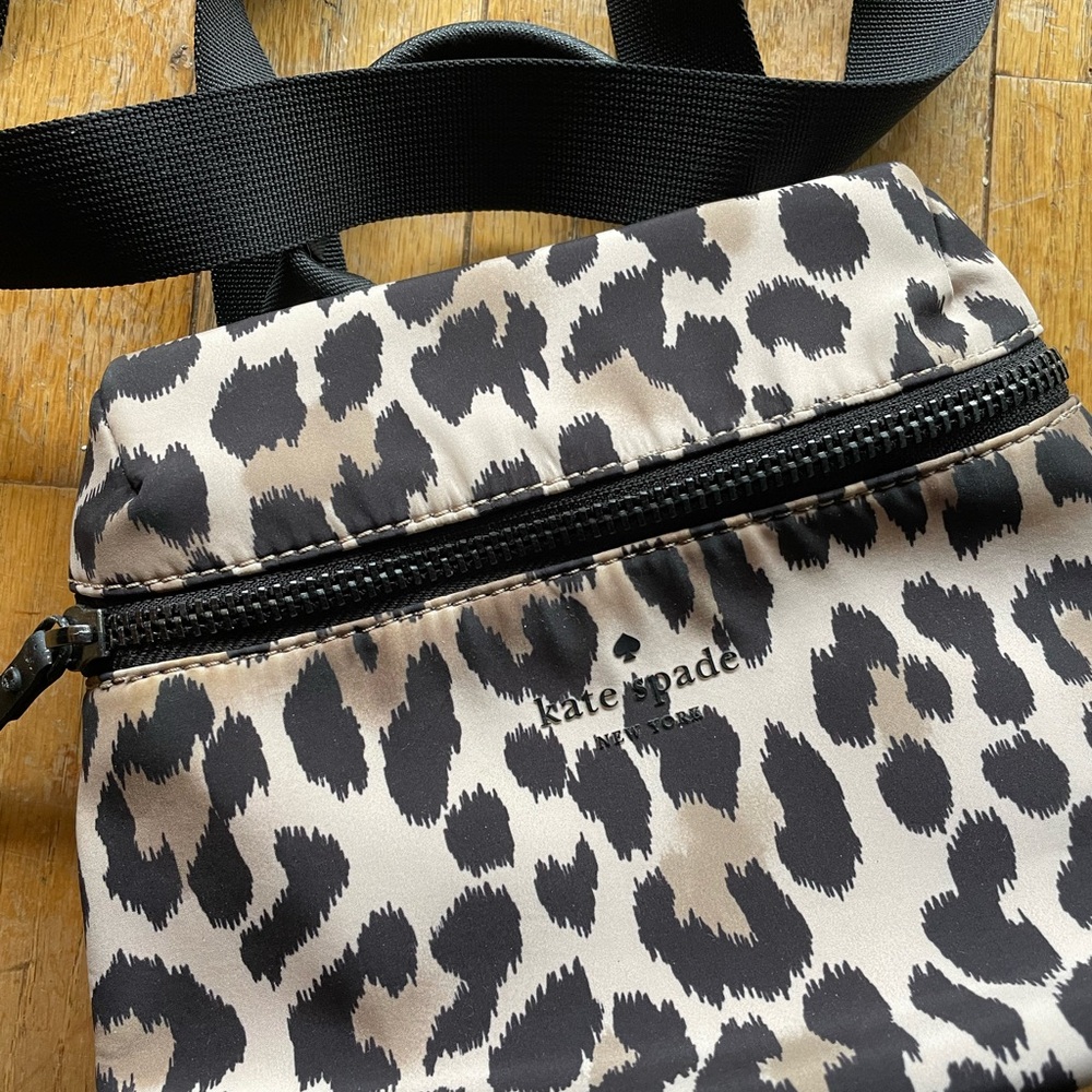kate spade Black and White Leopard Print Crossbody Bag